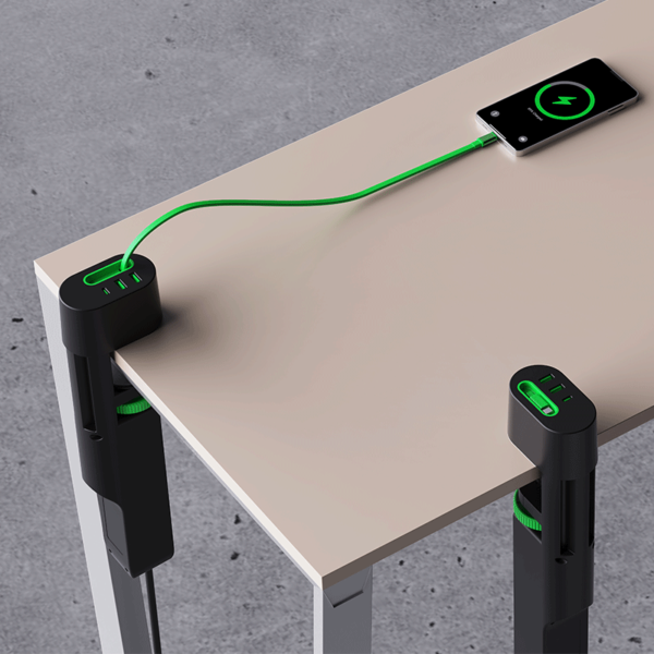 Drill-Free Desk Socket USB 3-Way Tabletop Multiple Socket – 3 Outlets for Home & Office with Charging Cable