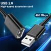 USB 2.0 Extension Cable High-Speed USB Extender Cord for Smart TV PS4 Xbox One SSD